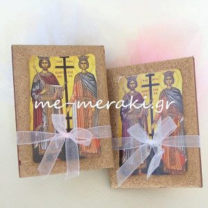 Μπομπονιέρα Βάπτισης Εικόνα Ξύλινη