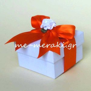 Μπομπονιέρα Γάμου Κουτί Κορδέλα Πορτοκαλί