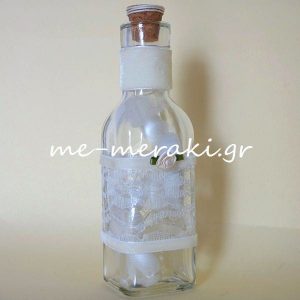 Μπομπονιέρα Μπουκάλι Δαντέλα Βελούδο Λουλούδι