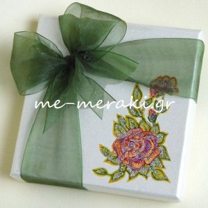 Μπομπονιέρα Κουτί Ζωγραφισμένο Τριαντάφυλλο