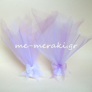 Μπομπονιέρα Γάμου Τούλι Λευκό-Λιλά