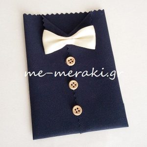 Υφασμάτινη μπομπονιέρα ποκάμισο με παπιγιόν