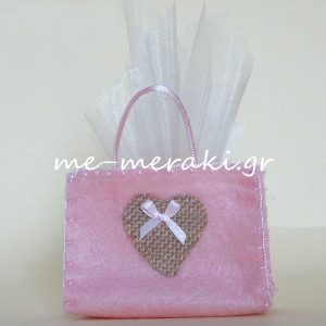 Μπομπονιέρες βάπτισης χειροποίητες τσόχα τσαντάκι